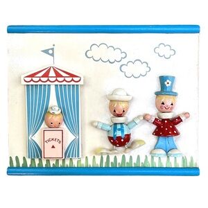 Vintage IRMI Wooden Circus Wall Plaque :: Hand-Painted Nursery Decor :: Blue